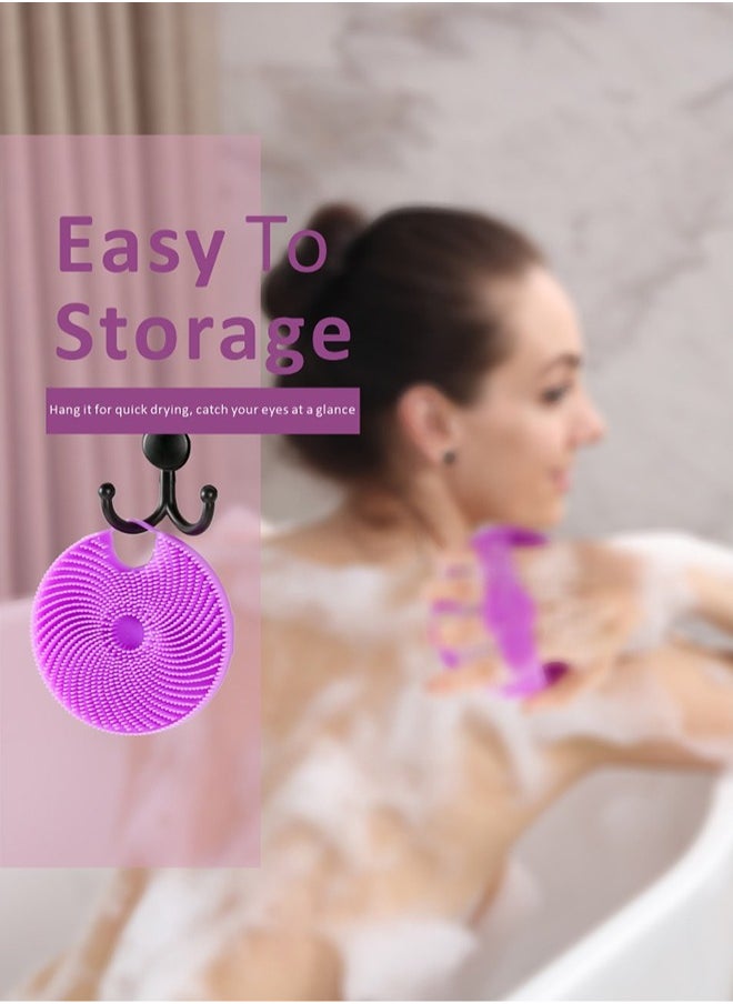 HieerBus - Silicone Body Brush, Gentle Exfoliating Shower Scrubber, Long Lasting and More Hygienic,1 Pack, Purple - Image 1