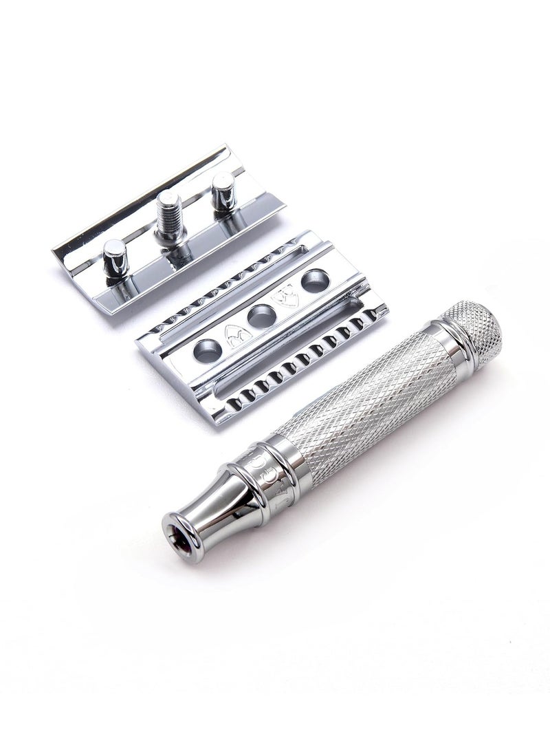 Edwin Jagger Edwin Jagger DES89KN Short Handled Classic Double Edge Manual Eco-Friendly and Reusable Safety Razor for Men and Women for Shaving Cream or Soap Fits All DE Razor Blades (Knurled)  - Image 3