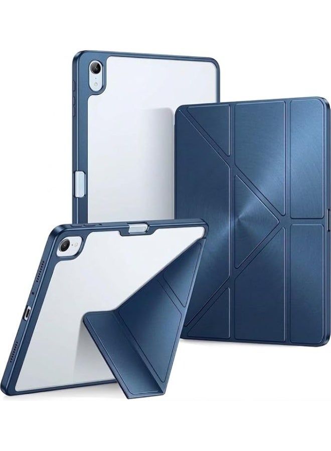حافظة متوافقة مع ايباد اير 11 انش M4/M3/M2 (2026/2025/2024)، ايباد اير الجيل الخامس/الرابع 10.9 انش (2022/2020)، غطاء شفاف مع حامل قلم، حامل على شكل حرف واى  (ازرق) - Image 1
