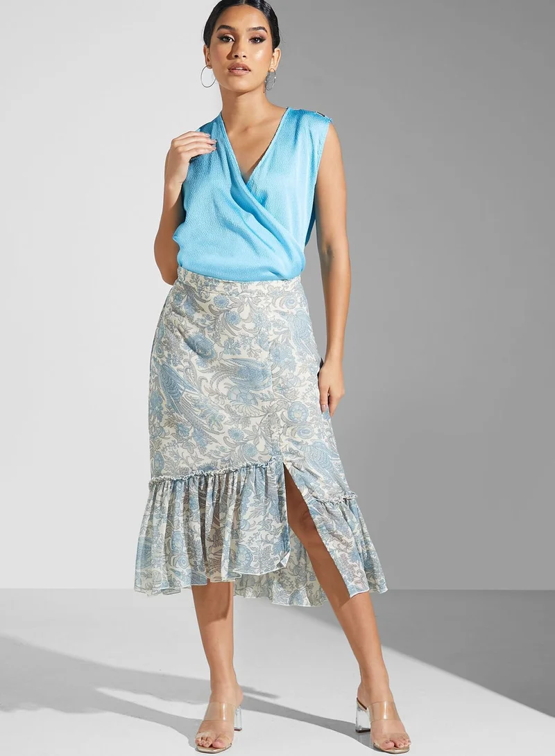 Aarke by Ritu Kumar Floral Print Ruffle Detail Skirt