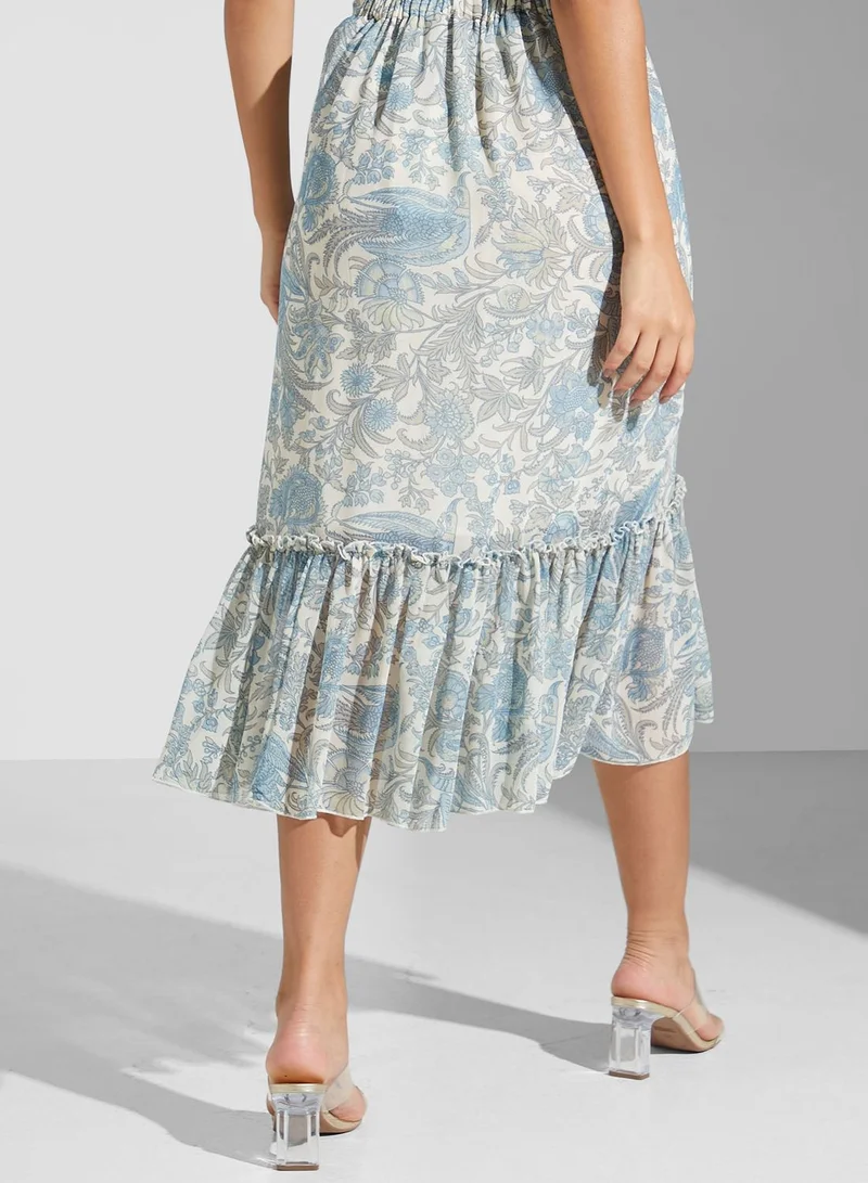 Aarke by Ritu Kumar Floral Print Ruffle Detail Skirt