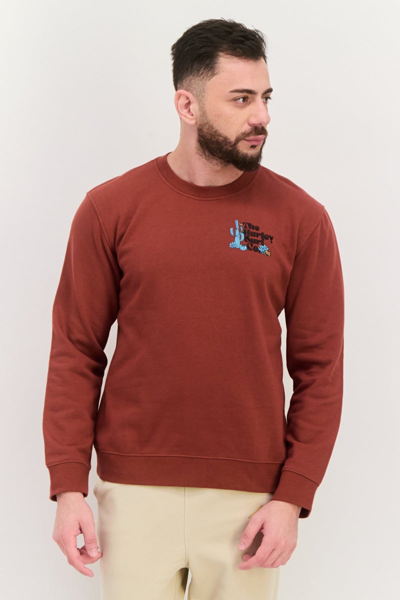 Hurley Men Sportswear Fit Long Sleeve Outdoor Sweatshirt, Rust - Image 1