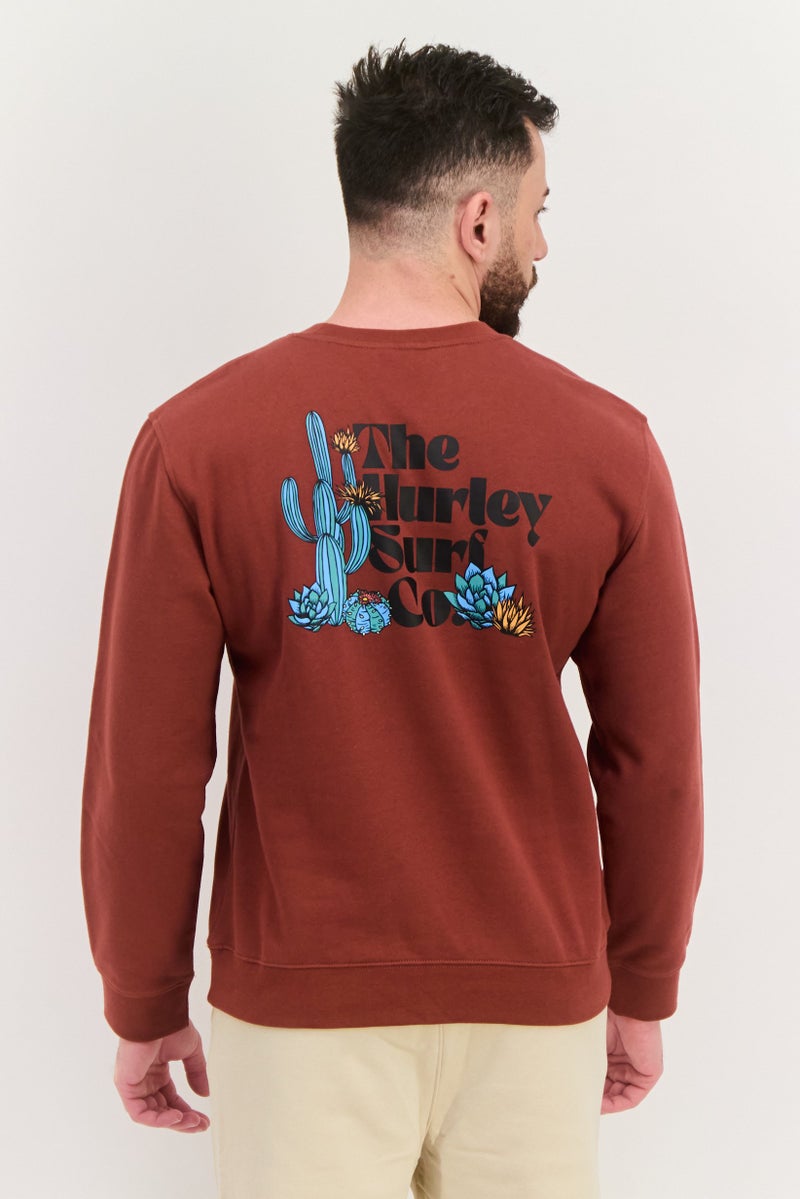 Hurley Men Sportswear Fit Long Sleeve Outdoor Sweatshirt, Rust - Image 4