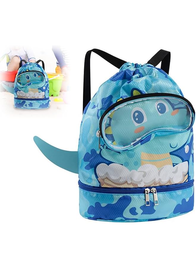 S-TOP Swimming Bag for Kids, Waterproof Large Capacity Swim Backpack with Dry-Wet Separation, Drawstring Beach Bag for Boys/Girls Use Gym/PE/Sports - Image 1