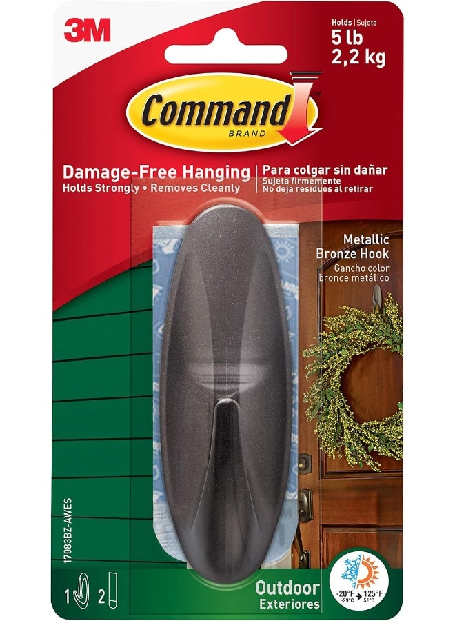 Command Command Outdoor Designer Hook, Large, Metallic Bronze, 1-Hook - Image 1