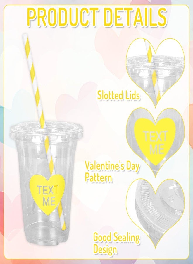 وولاين مجموعة أكواب بلاستيكية للاستخدام مرة واحدة من والين، 60 كوبًا، مع أغطية وماصات، سعة 12 أونصة، بتصميم قلوب مرحة، مثالية لحفلات عيد الحب، وأعياد الميلاد، والذكرى السنوية، والزفاف، والعشاء. - Image 3