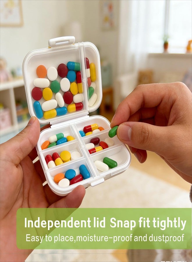 HENWAFX 8-Compartment Portable Pill Organizer, 7 Small + 1 Large Grid Sealable Medicine Case, 11x8x3cm PP Pill Box for Travel & Daily Use - Image 5