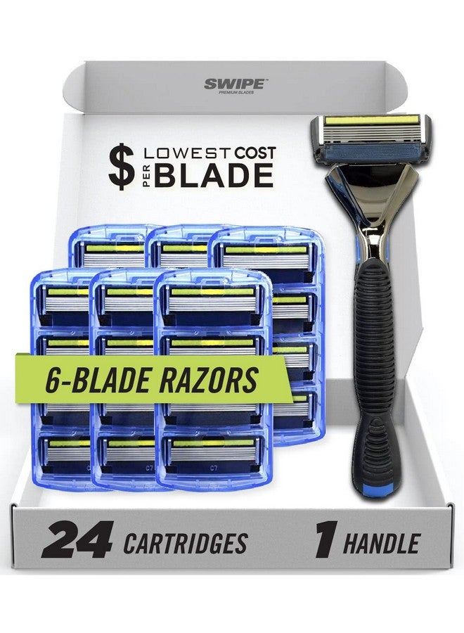 SWIPE Wipe Premium Men'S 6Blade Razor Kit (Flex Head Handle + 24 Refills) - Image 1