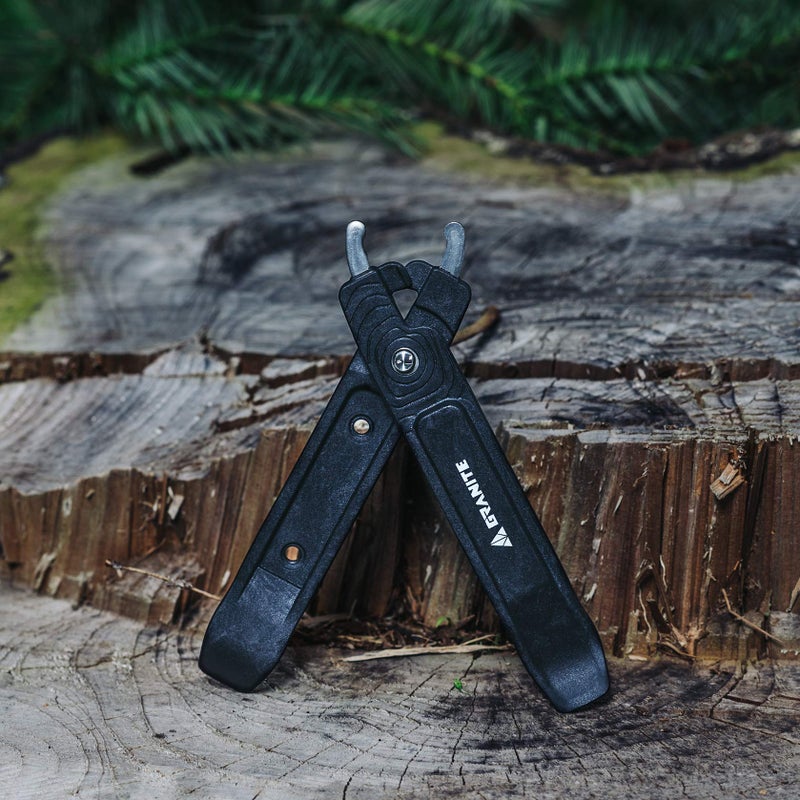 جرانيت رافعات إطارات الدراجة من الجرانيت تالون مع سلسلة دراجات كماشة وصلة رئيسية وظيفة سلسلة الدراجة أدوات إزالة الارتباط السريع مجموعة أدوات الدراجة للدراجات الجبلية ودراجة Bmx (أسود) - Image 2