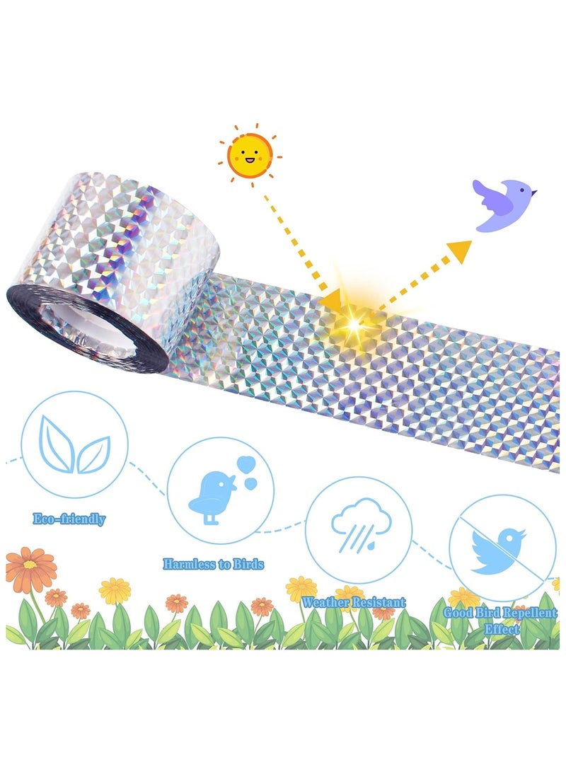 أشرطة تخويف الطيور، 2 حزمة طاردة جهاز عاكس رادع مزدوج الجانب طائر ريbonfor Home Garden و Total إخافة فلاش شريط إبقاء الحمام البط الغربان (4.8 سم × 80 م; 2.4 سم × 80 م) - Image 3