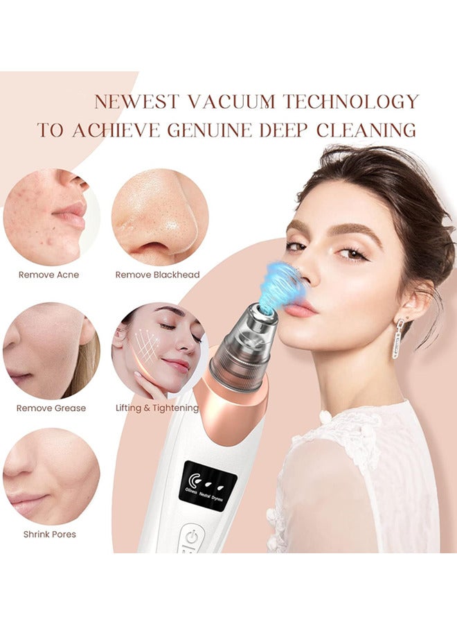 السعادة أداة شفط حب الشباب الكهربائية إزالة الرأس الأسود تفريغ، تنظيف الوجه المحسن 5 طاقة شفط، 5 مسابير، USB قابلة لإعادة الشحن مجموعة تفريغ الرأس الأسود أداة شفط حب الشباب الكهربائي - Image 2