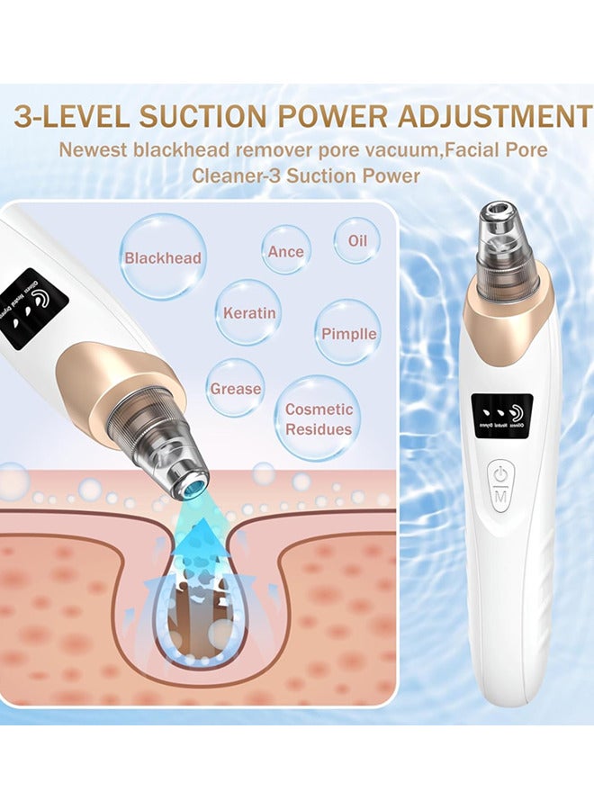 السعادة أداة شفط حب الشباب الكهربائية إزالة الرأس الأسود تفريغ، تنظيف الوجه المحسن 5 طاقة شفط، 5 مسابير، USB قابلة لإعادة الشحن مجموعة تفريغ الرأس الأسود أداة شفط حب الشباب الكهربائي - Image 4
