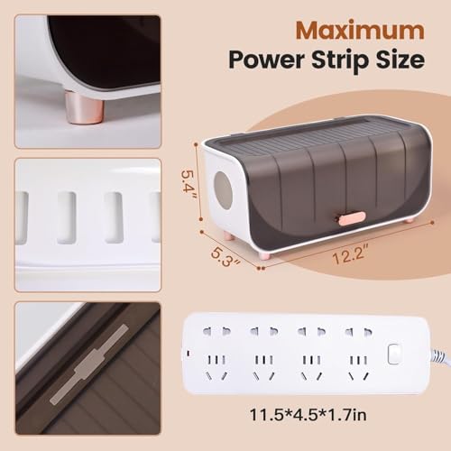 Soko TechTidy Cable Management Box with Mobile Stand | Cords Hider & Surge Protector | Power Strips, Router, TV, Gadget Wires Organizer Tray for Desktop, Table - Home, Office Accessories - Black - Image 2