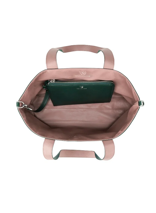 فيجانولوجي Palindrome Reversible Tote Bag Made From 15 Recycled Plastic Bottles (Green-Pink)
