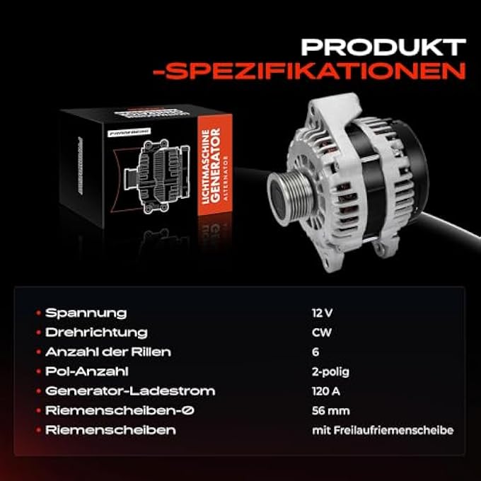 Frankberg Alternator with Overrunning Pulley 2-Pin Compatible with Actyon I 2005-2024 Korando CK 2010-2024 Rexton W/Rexton 2012-2017 Replace# 6711540202 - Image 4