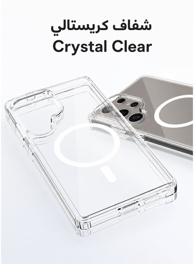 ORYXA Samsung Galaxy S25 Ultra Clear Case, 2-in-1 Magnetic Cover with Screen Protector, MagSafe Compatible, Anti-Yellowing Crystal Clear Shockproof Slim Back Cover with Reinforced Corners & Camera Protection for Galaxy S25 Ultra 6.9 inch - Clear - Image 5
