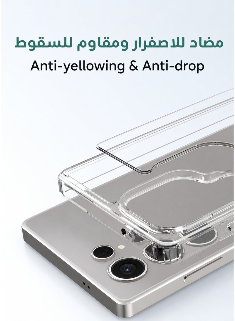 ORYXA Samsung Galaxy S25 Ultra Clear Case, 2-in-1 Magnetic Cover with Screen Protector, MagSafe Compatible, Anti-Yellowing Crystal Clear Shockproof Slim Back Cover with Reinforced Corners & Camera Protection for Galaxy S25 Ultra 6.9 inch - Clear - Image 4
