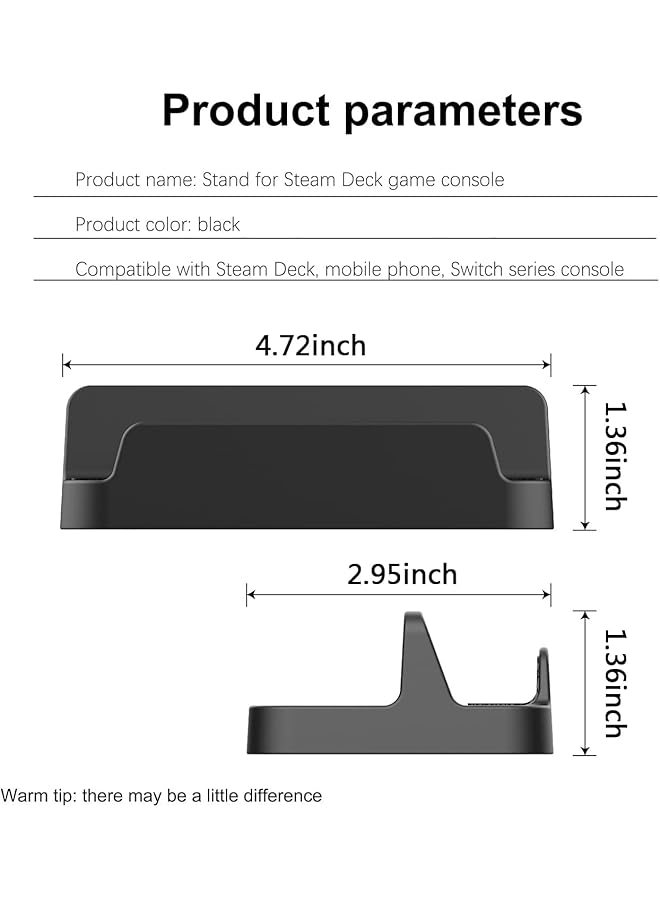 SYOSI Stand Base For Valve Steam Deck Portable Desk Dock For Nintendo Switch Compact Non Slip Holder Accessories Black  - Image 3