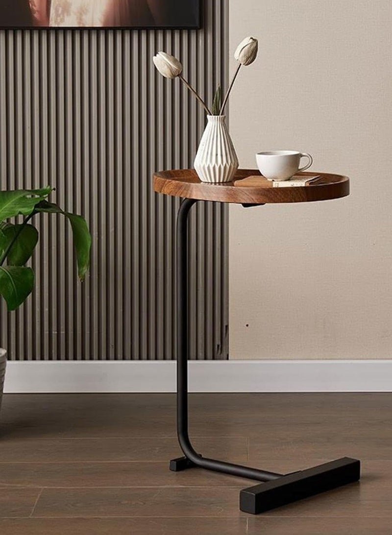 DubaiGallery Sofa Side End Table, Light Luxury Side Table Simple Corner Table Bedside Cabinet Metal Frame C Shaped Table for Sofa Bed Living Room Bedroom - Image 2