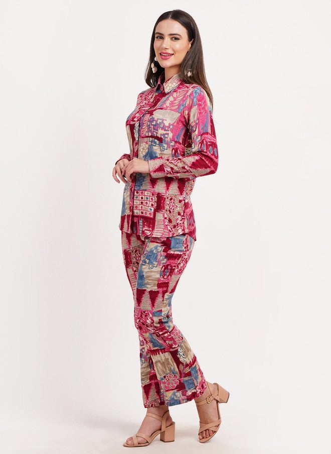 FIMS قميص مطبوع بتصميم ملخص مع بنطلون - Image 4