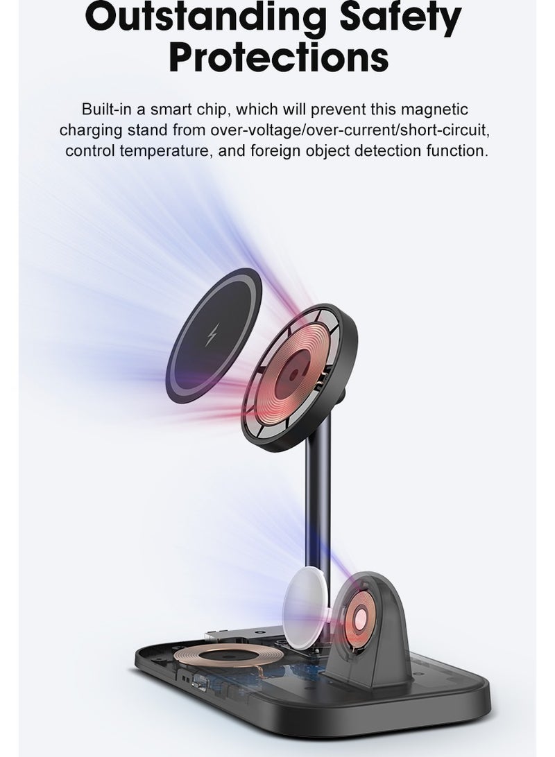 GULFLINK 3 in 1 Magnetic Desktop Wireless Charger Stand for iPhone 14 13 12 Apple Watch All Series Earbuds Case White  - Image 4