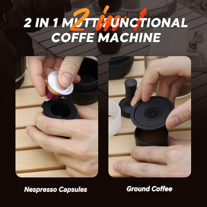 i cafilas Portable Coffee Maker Travel Espresso Machine 120W 19 Bar Pressure 7500Mah Rechargeable Battery Version BaristaQuality Coffee On The Go Portable Espresso Maker Red - Image 5