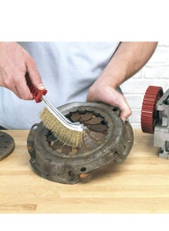 Oasisgalore Steel Coated Hand Brush Wire Brush With Handle For Cleaning Rust & Slag (Gold)  - Image 3