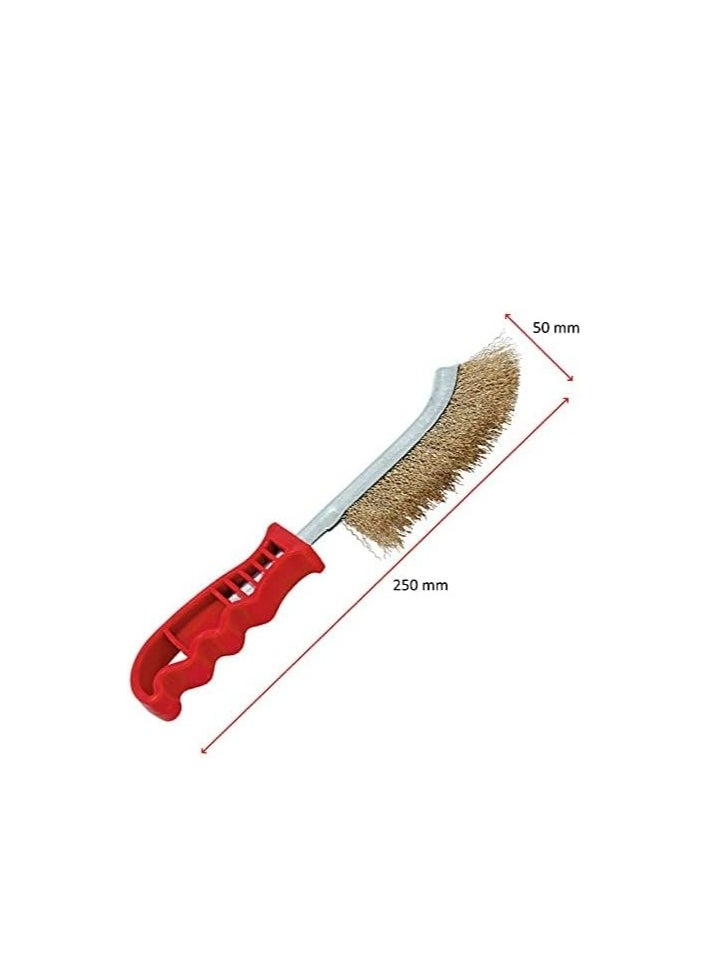 Oasisgalore Steel Coated Hand Brush Wire Brush With Handle For Cleaning Rust & Slag (Gold)  - Image 5