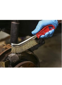Oasisgalore Steel Coated Hand Brush Wire Brush With Handle For Cleaning Rust & Slag (Gold)  - Image 4