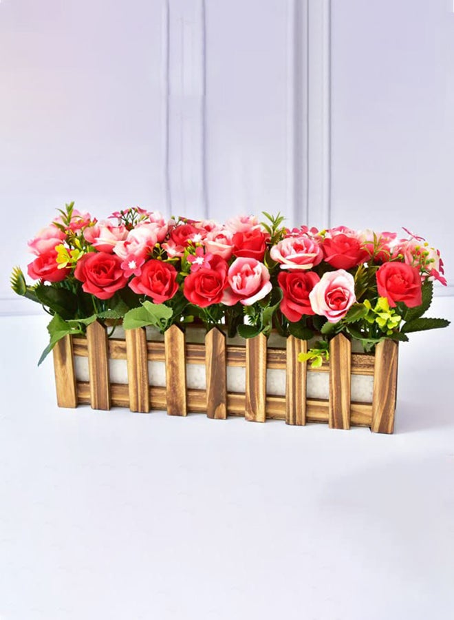 HOME TASTE Hometaste Rectangular Wooden Window Box Garden Planter Trough Flowers Basket For Succulents Plants Herbs Vegetable Indoor Outdoor Balcony Use - Artificial Wood Container Rustic Fence Planter 