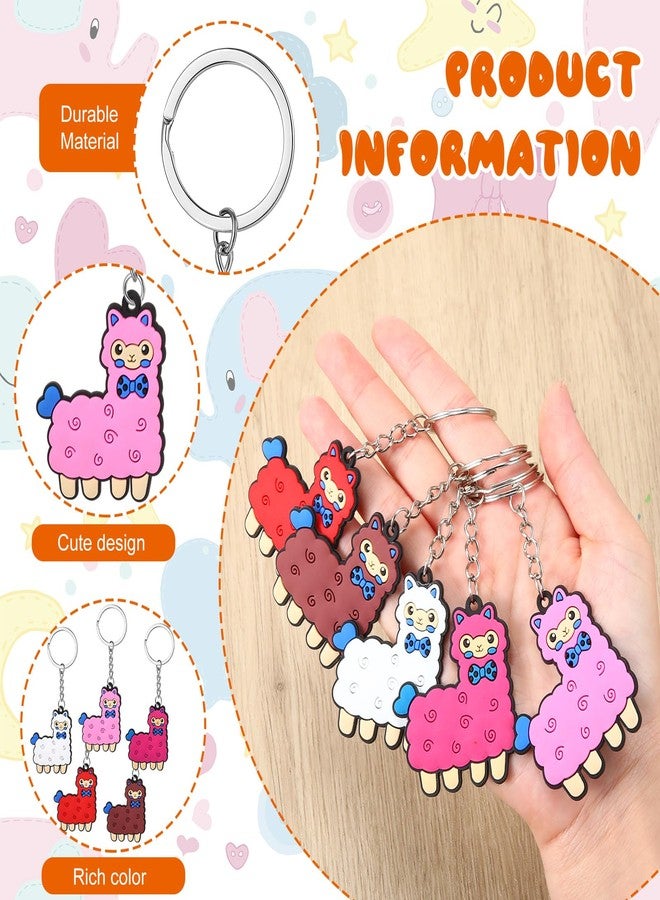 Inbagi 50 Pcs Cute Llama Keychain Cartoon Party Favor Kids Cute Llamas Key Chains Novelty Alpaca Keyring for Birthday Baby Shower Classroom School Prizes Reward, 5 Colors - Image 4