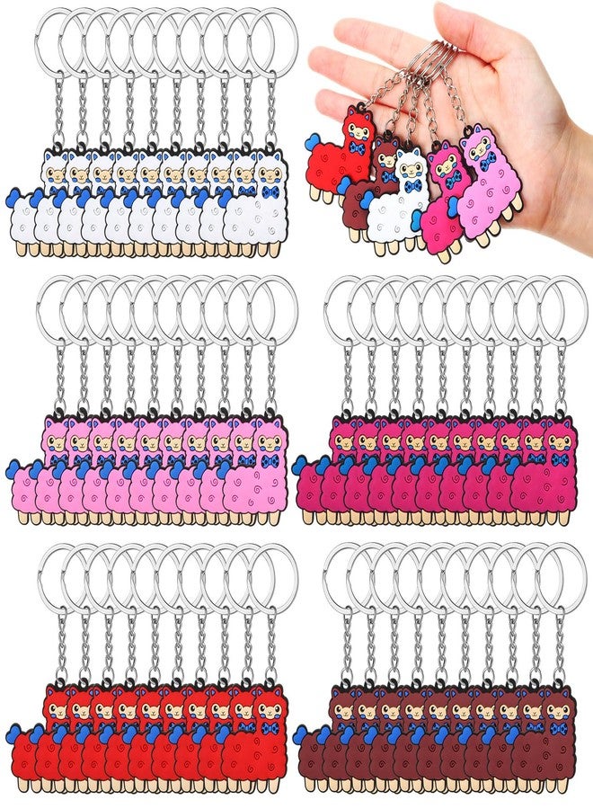Inbagi 50 Pcs Cute Llama Keychain Cartoon Party Favor Kids Cute Llamas Key Chains Novelty Alpaca Keyring for Birthday Baby Shower Classroom School Prizes Reward, 5 Colors - Image 2