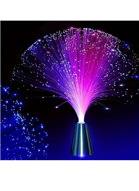 LED Fiber Optic Light, Color Changing Party Centerpiece Ambient Lamp, Calming Uplight for Birthday, Bar, Neon, Nightclub, Tabletop Freestanding Plastic Lamp with Switch Control, Space Theme, Battery Powered (No Plug)
