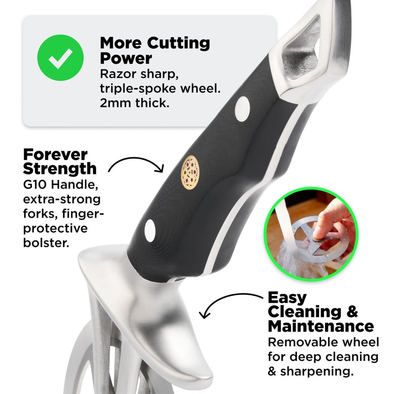 Dalstrong Pizza Wheel Cutter - The Orbit Razor Unique Pizza Wheel & Cutter -High-Carbon Heavy-Duty Stainless Steel - G10 Handle - Razor Sharp - Thumb Guard Protection & Blade Cover - Image 4