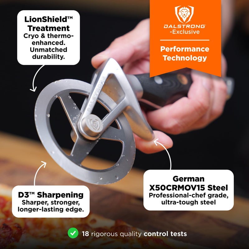 Dalstrong Pizza Wheel Cutter - The Orbit Razor Unique Pizza Wheel & Cutter -High-Carbon Heavy-Duty Stainless Steel - G10 Handle - Razor Sharp - Thumb Guard Protection & Blade Cover - Image 3