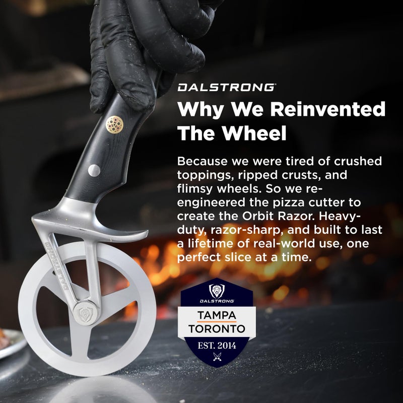 Dalstrong Pizza Wheel Cutter - The Orbit Razor Unique Pizza Wheel & Cutter -High-Carbon Heavy-Duty Stainless Steel - G10 Handle - Razor Sharp - Thumb Guard Protection & Blade Cover - Image 5