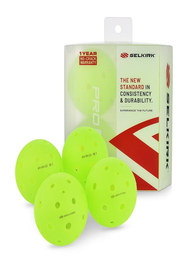 Selkirk Sport Pro S1 Ball | Crack-Resistant | 38 Hole Outdoor Pickleball Balls | USAPA Approved Pickle Ball for Tournament Play | Advanced Aerodynamics | 4 Pack Pickleballs | - Image 1