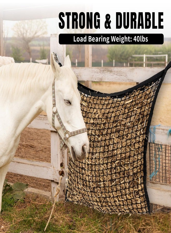 MKO SHUN 4 PCS Slow Feed Hay Net for Horses, Large Capacity Hay Bags for Horses Goats Sheep Donkey Trailer Full Day Feeding, Easy to Fill and Hang, Black, 35 x 31 Inch - Image 5