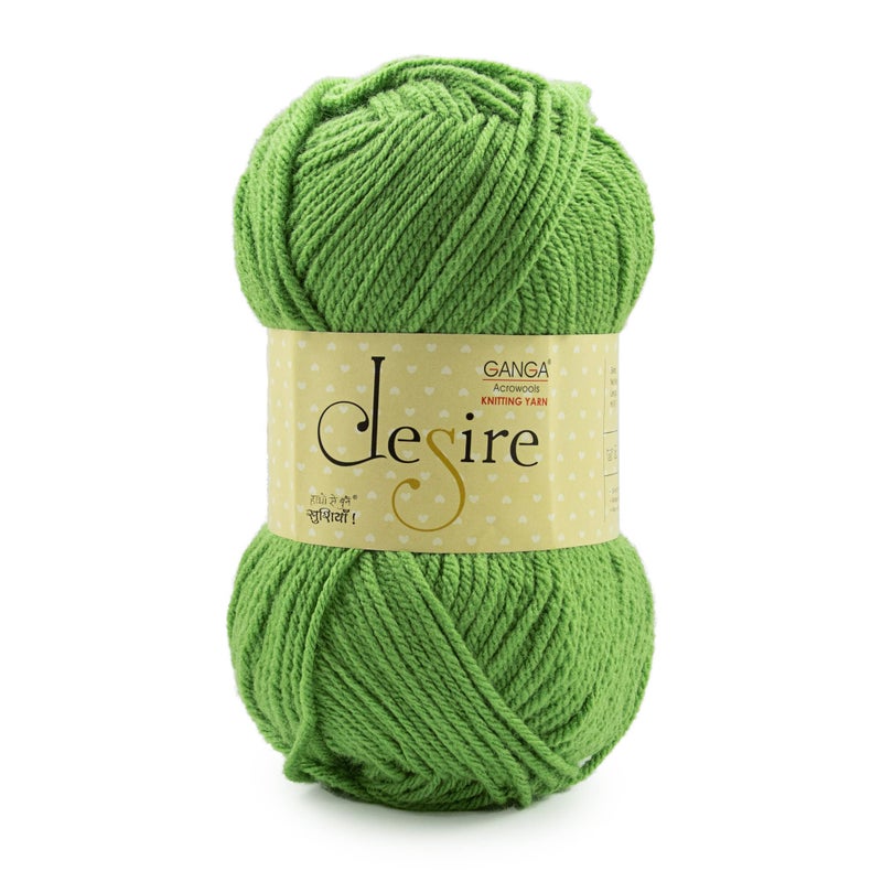 Ganga Acrowools Acrylic Desire Hand Knitting and Crochet Yarn. Pack of 1 Ball - 100Gms. Shade No - Dsr025, Green - Image 3