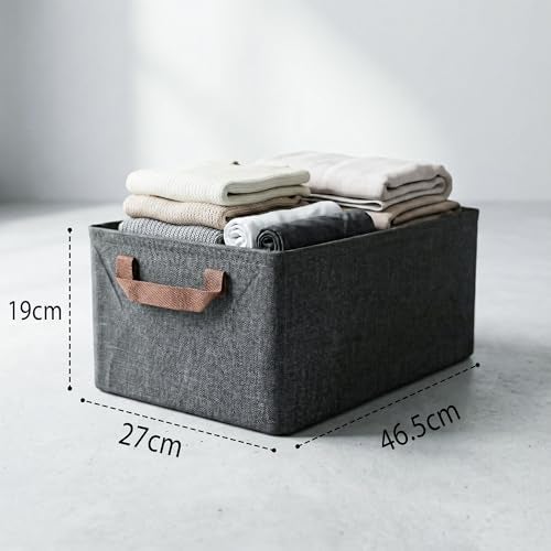 CLAPONE Foldable Storage Box and Organiser with Metal Frame/Woven Fabric Clothes Organiser with Handle/Wardrobe Organizer for Storage/Almirah Organizer for Shirts/Sweater/Jeans (grey, 4 pcs) - Image 2
