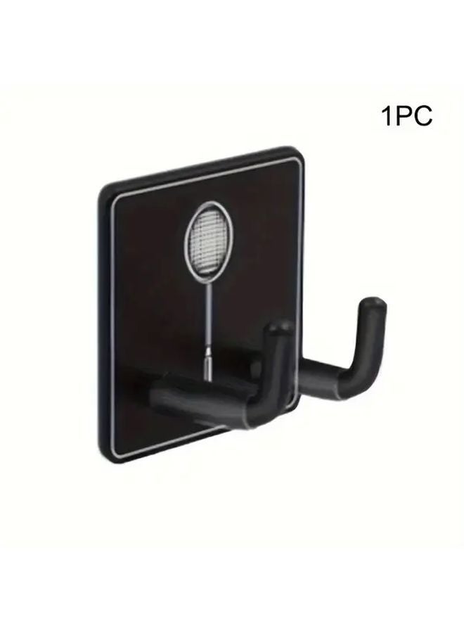 1pc Stainless Steel Badminton Racket Hook No Drill Adhesive Wall Mount For Home Garage Organization - Image 2