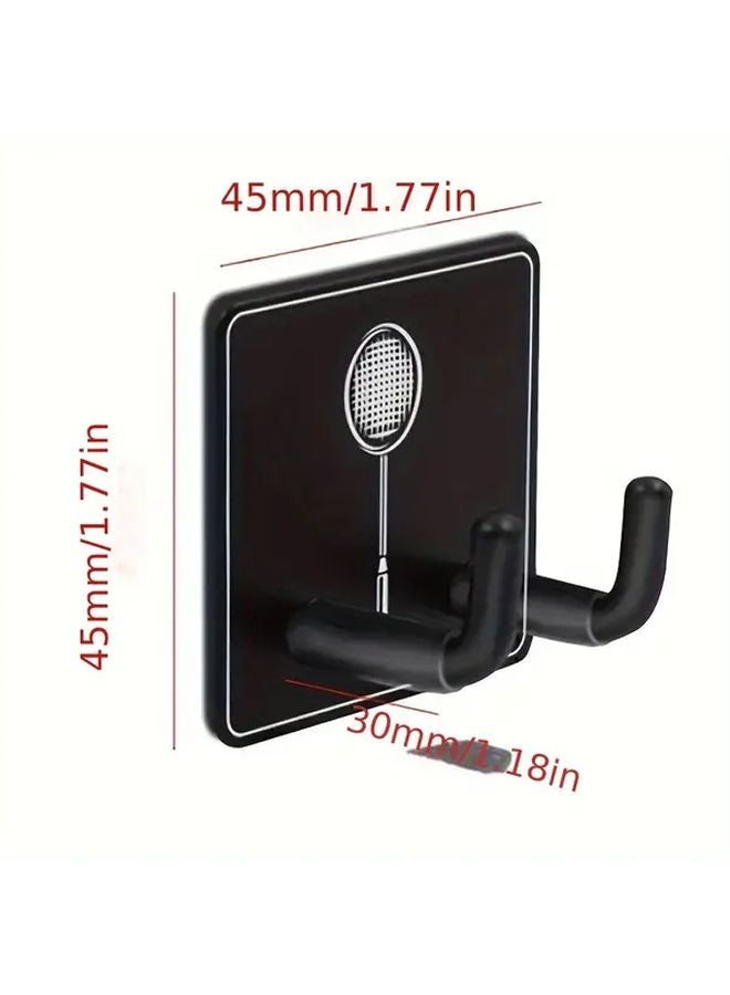 1pc Stainless Steel Badminton Racket Hook No Drill Adhesive Wall Mount For Home Garage Organization - Image 4