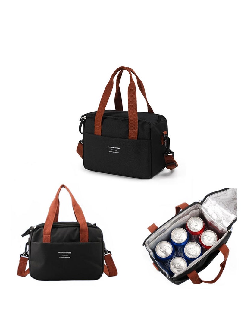 KASTWAVE Reusable Lunch Bags, Stylish Insulated Lunch Bag for Women/Men - Durable Lunch Tote with Adjustable Strap, Ideal for Work, Picnic, and Beach - Reusable Lunch Box with Thermal Insulation (Black) - Image 1