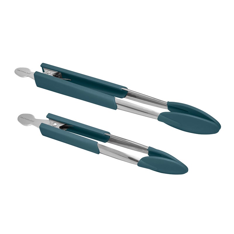 Rachael Ray Rachael Ray Lil Huggers Dishwasher Safe Lazy Locking Cooking Tongs  Salad Serving Tools  Multi Purpose  2 Piece Marine Blue 