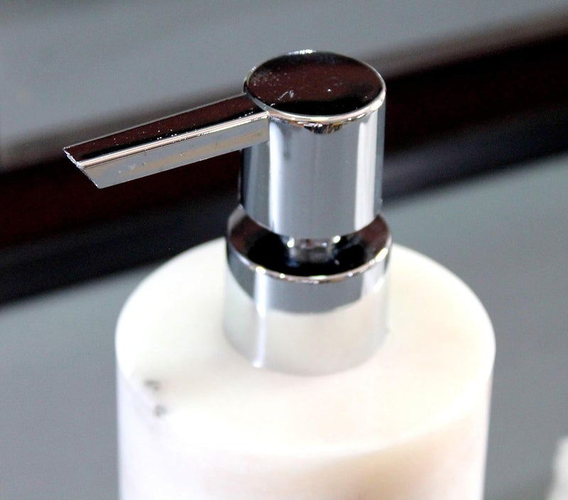 KLEO Soap Dispenser Lotion Dispenser Made of Natural Stone Luxury Bathroom Accessories Bath Set White - Image 4