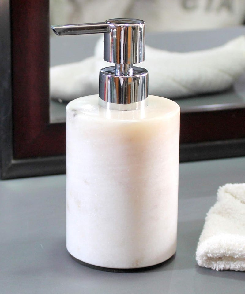 KLEO Soap Dispenser Lotion Dispenser Made of Natural Stone Luxury Bathroom Accessories Bath Set White - Image 2