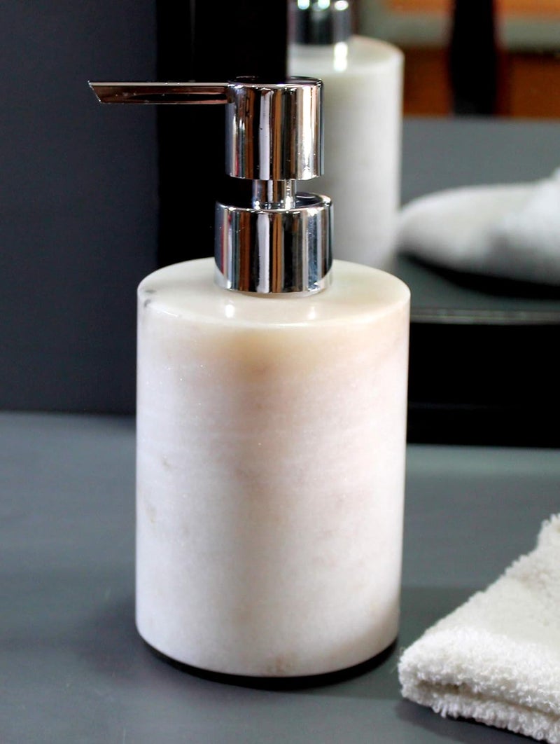 KLEO Soap Dispenser Lotion Dispenser Made of Natural Stone Luxury Bathroom Accessories Bath Set White - Image 1