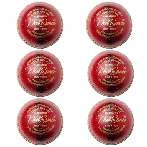 KHELSPACE KS-20 4 Piece Leather Cricket Ball Red | Hand-Stitched Professional Grade | Durable for Test, ODI, T20 & Practice Matches | Swing & Seam Optimized | Premium Shine | Pack of 6 Cricket Balls - Image 1