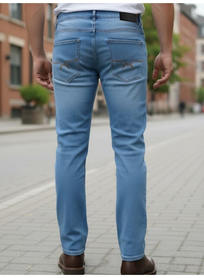 RIGO Blue Stretchable Straight Fit Jeans for Men - Image 2