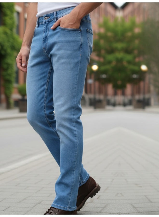 RIGO Blue Stretchable Straight Fit Jeans for Men - Image 1